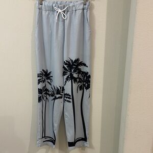 Palm Tree Print Gray Sweatpants